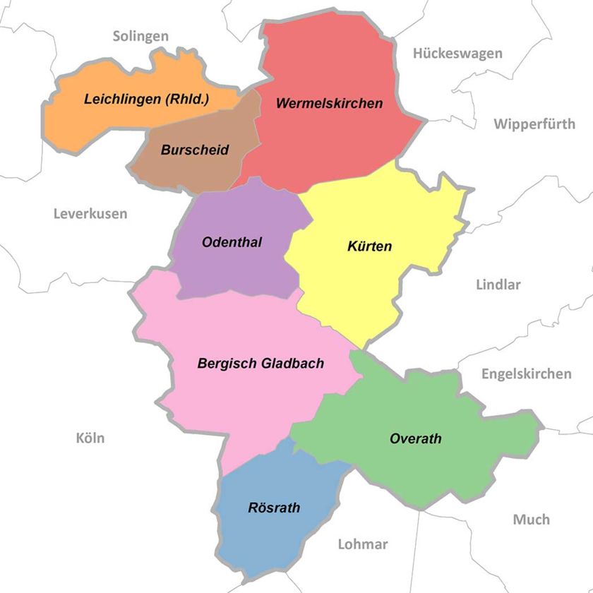 Karte Rheinisch-Bergische Kreis